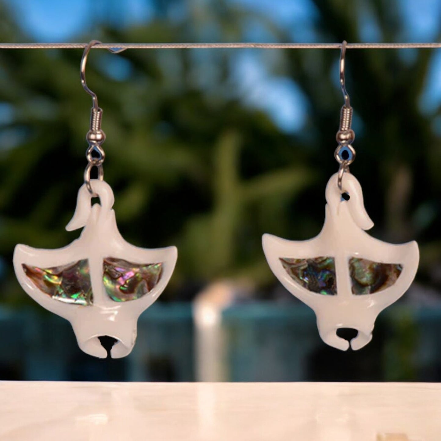 Bone Manta Ray Earrings - XMT Creations