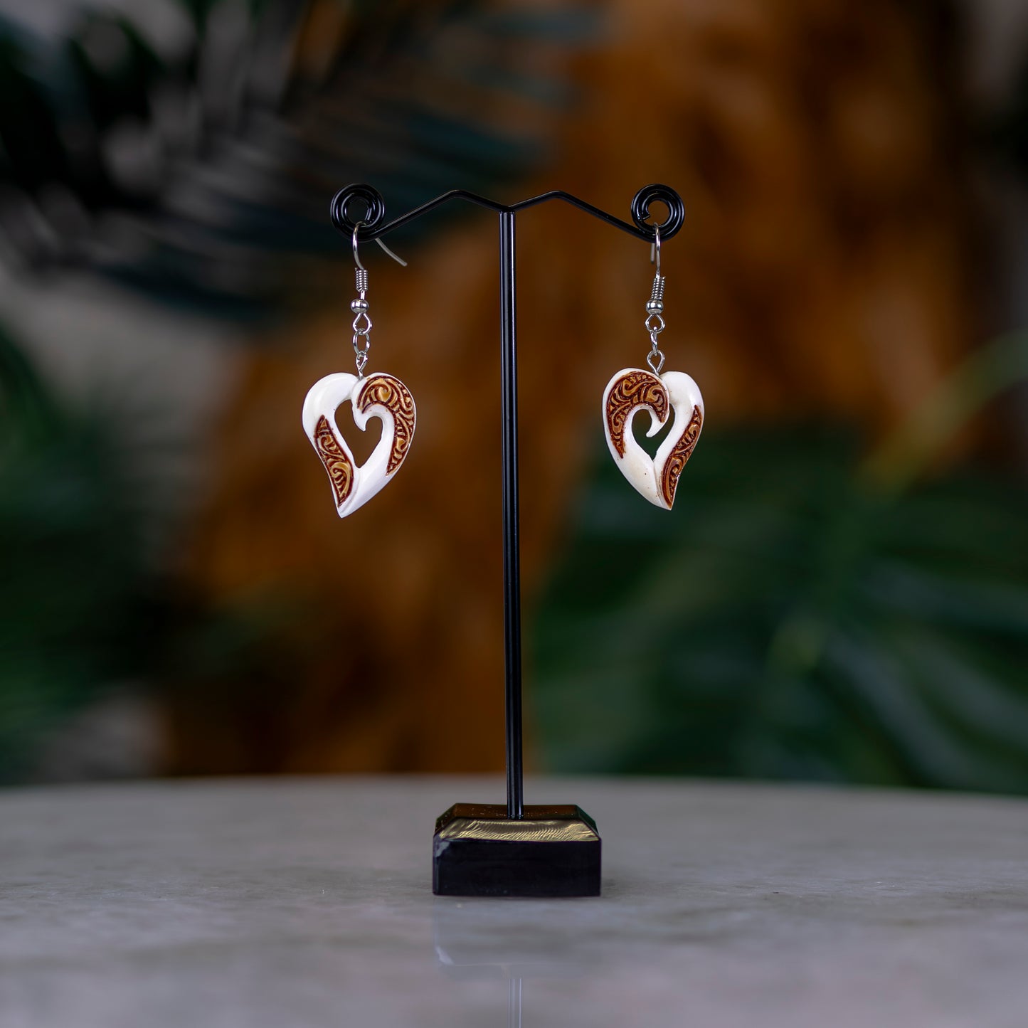 Bone Stained Heart Earrings - XMT Creations