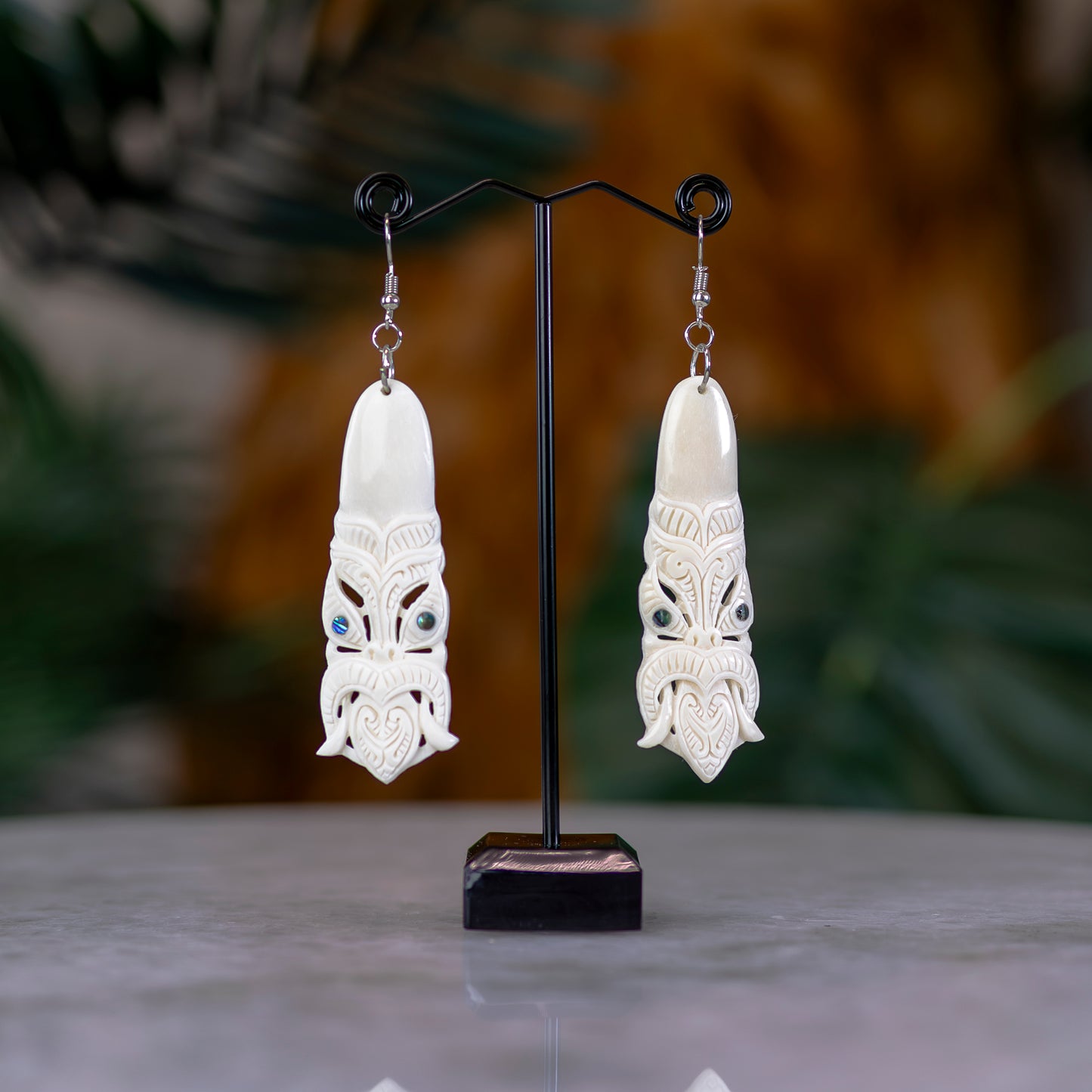 Bone Toki Earrings with Tiki - XMT Creations