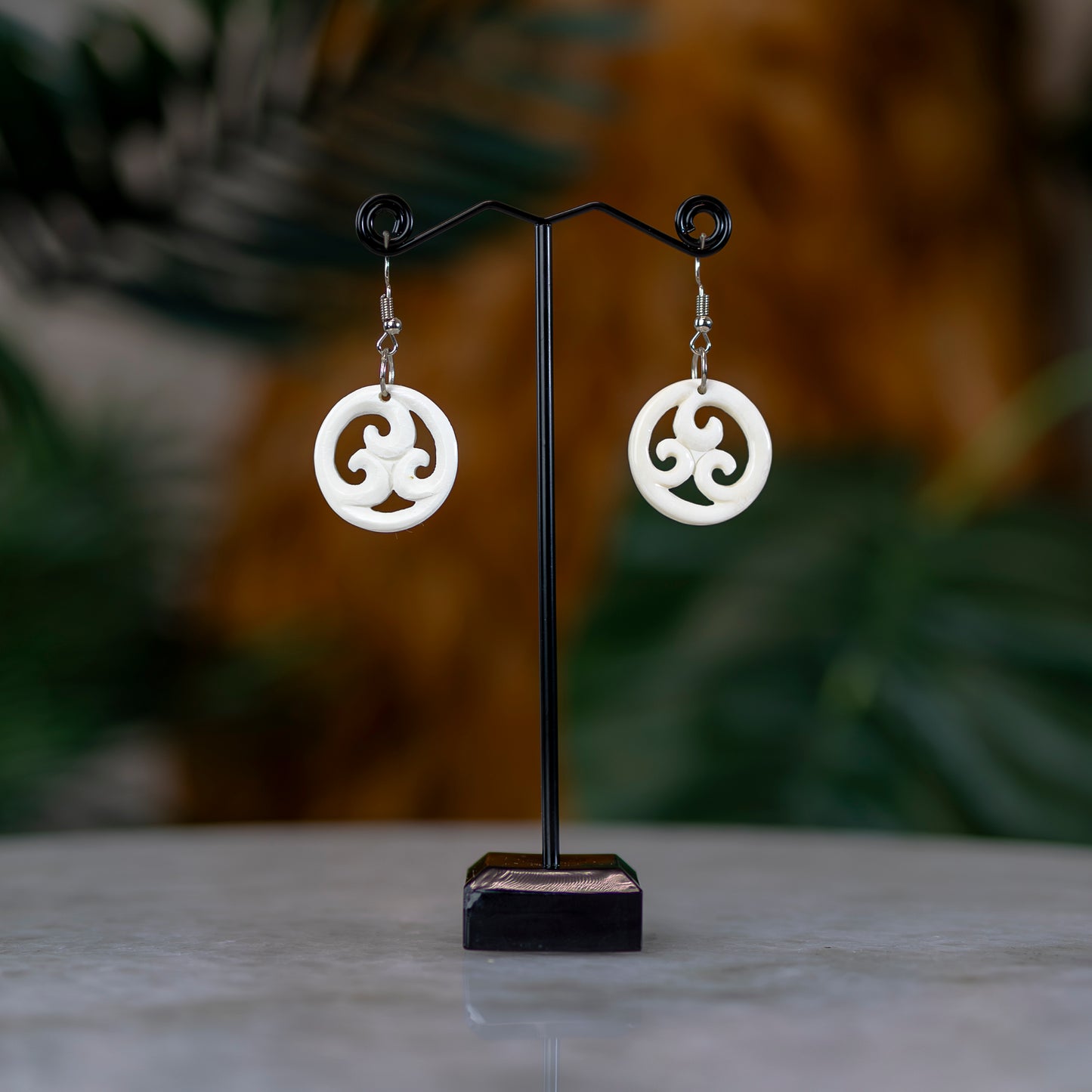 Bone Triple Koru Earrings - XMT Creations