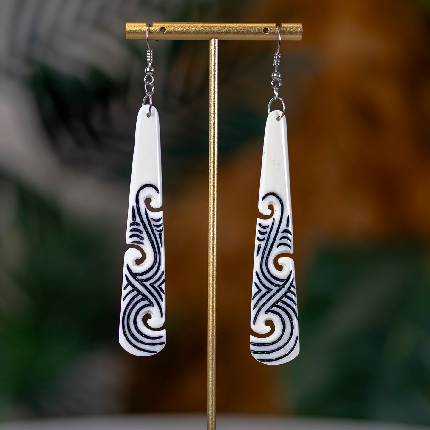 Engraved Koru Drop Earrings - XMT Creations