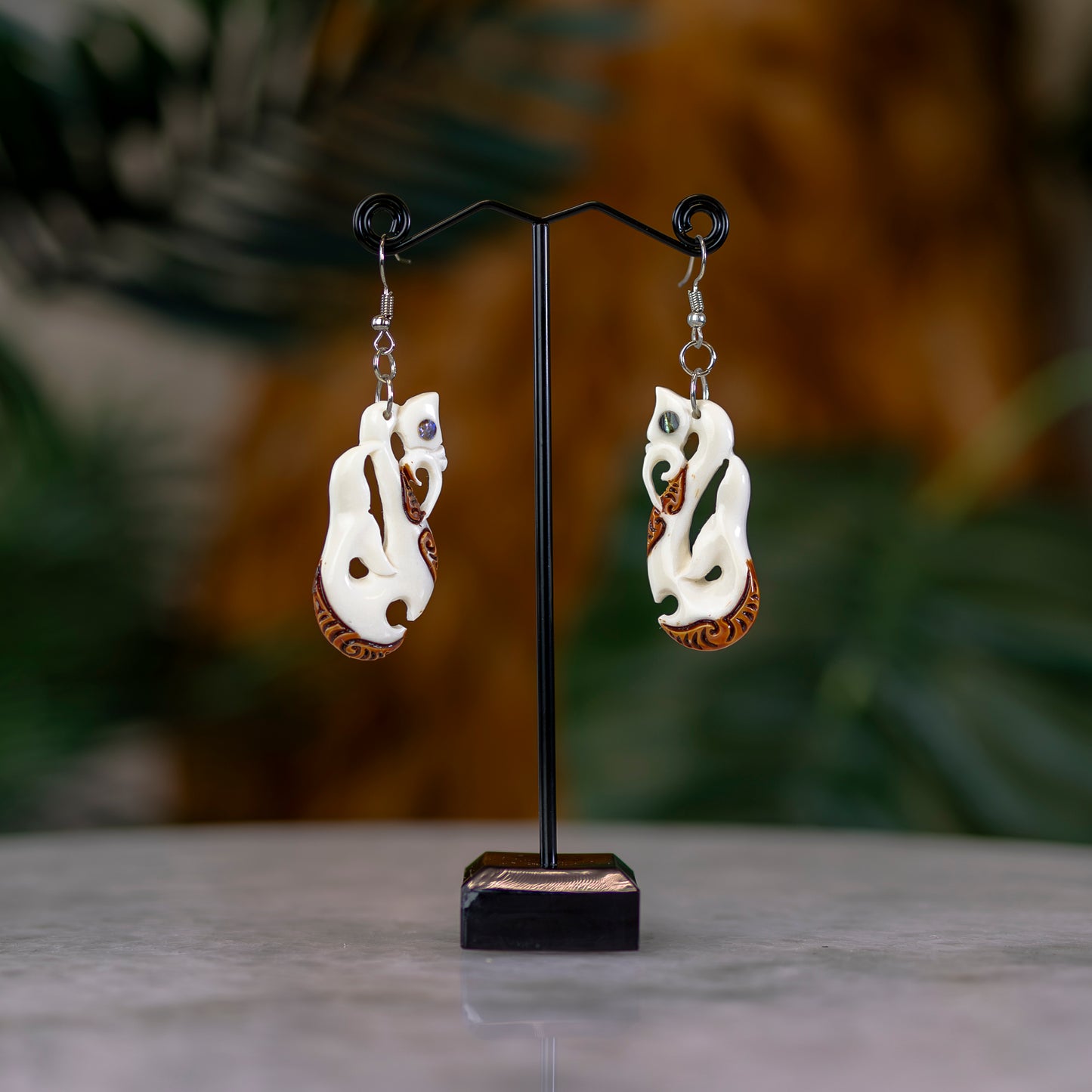 Manaia Bone Earring With Stain - XMT Creations