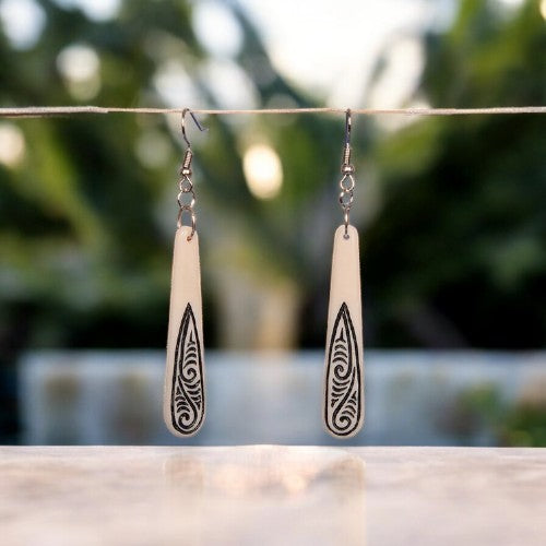 Bone Drop Earrings with Black Stain - XMT Creations
