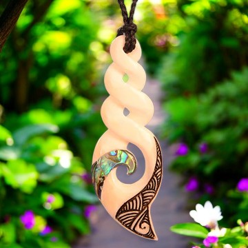 Bone Quad Twist with Accents Pendant - XMT Creations