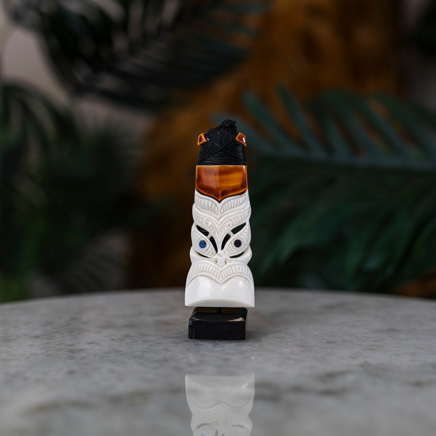 Bone Toki Pendant with Tiki Face - XMT Creations