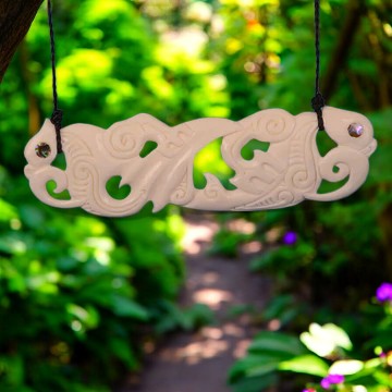 XL Bone Double Manaia Pendant - XMT Creations