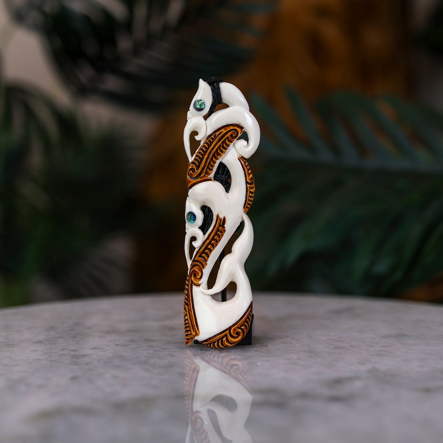 XL Bone Stained Double Manaia Pendant - XMT Creations