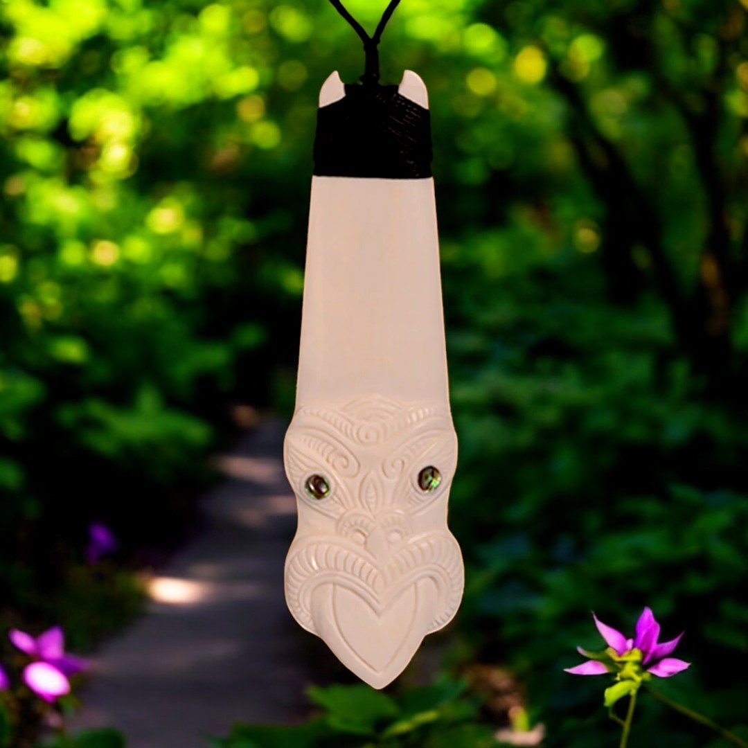 XL Bone Toki with Tiki Face Pendant - XMT Creations