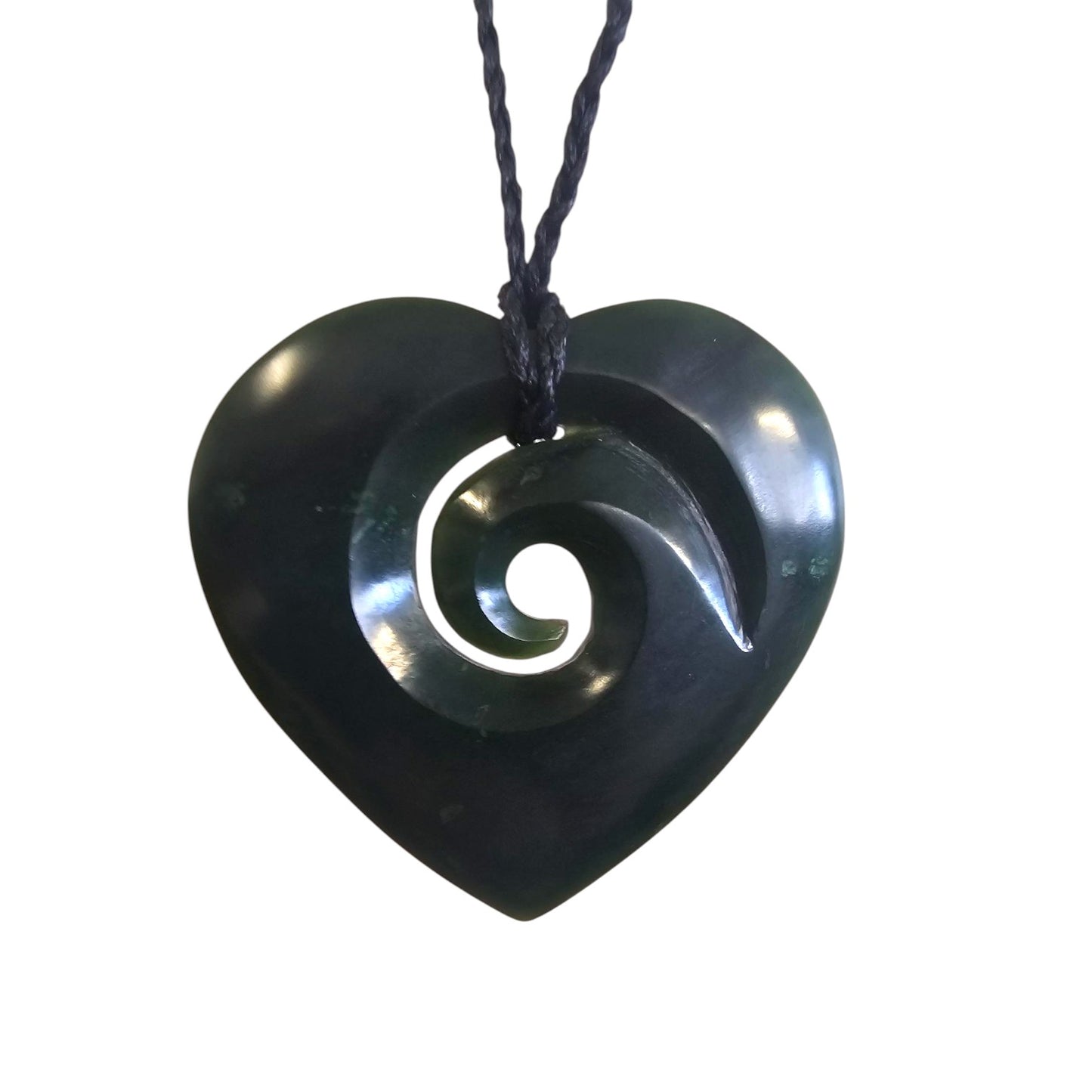 Pounamu Closed Koru Heart Pendant - XMT Creations
