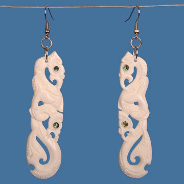 Double Manaia Bone Earrings with Hook