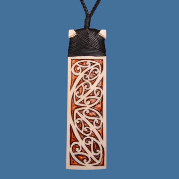 Maori Kowhaiwhai Design Stained Bone Toki