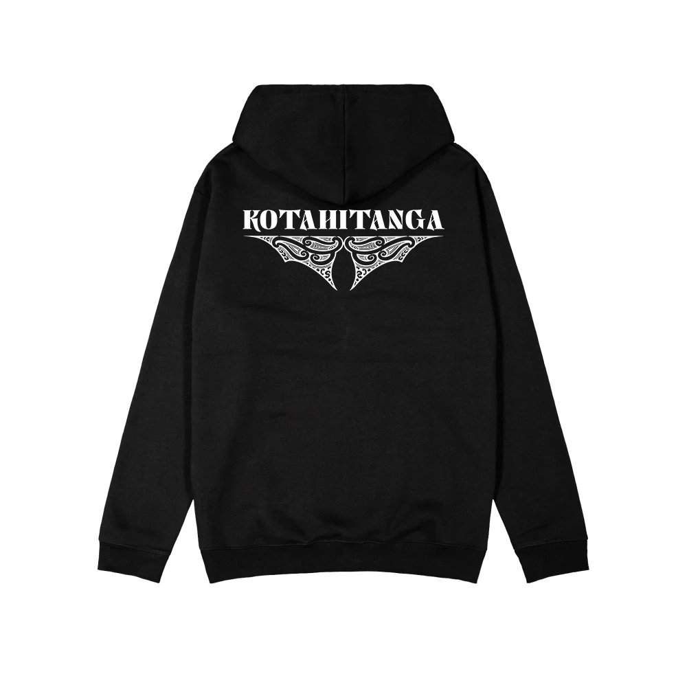 Kotahitanga Crest Black Hoodie - White - XMT Creations