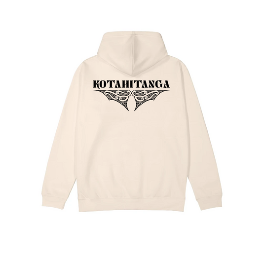 Kotahitanga Crest Cream Hoodie - Black - XMT Creations