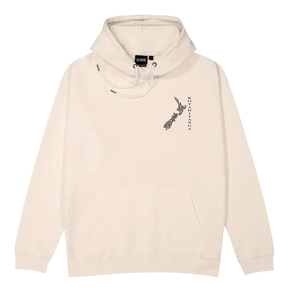 Kotahitanga Crest Cream Hoodie - Black - XMT Creations