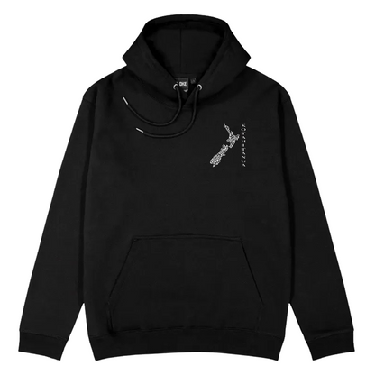 Kotahitanga Crest Black Hoodie - White - XMT Creations