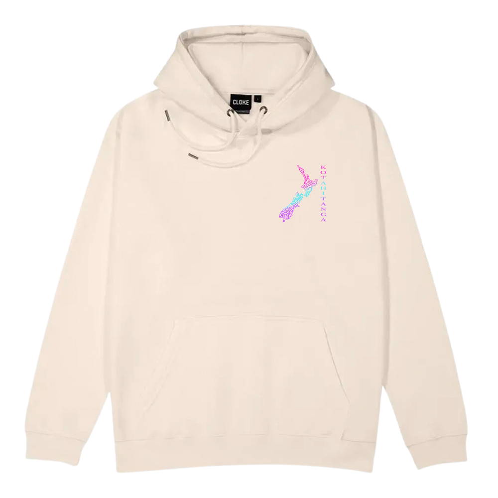 Kotahitanga Crest Cream Hoodie - Iridescent - XMT Creations