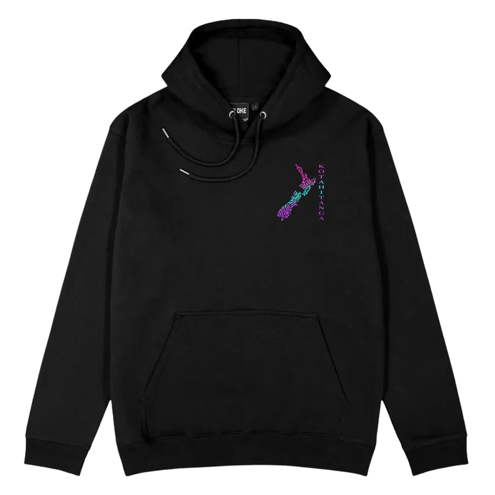 Kotahitanga Crest Black Hoodie - Iridescent - XMT Creations