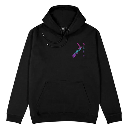 Kotahitanga Crest Black Hoodie - Iridescent - XMT Creations