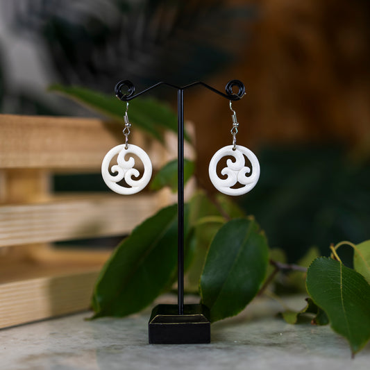 Bone Triple Koru Earrings - XMT Creations