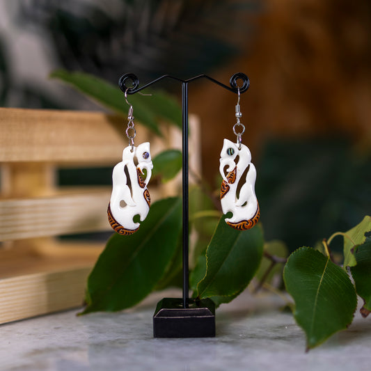 Manaia Bone Earring With Stain - XMT Creations