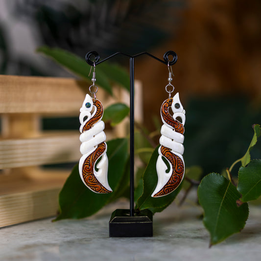 Bone Manaia Twist Earrings - XMT Creations