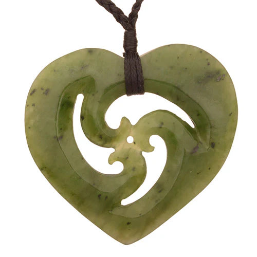Pounamu Heart with Triple Koru Pendant - XMT Creations