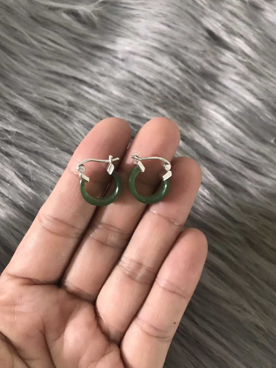 Green Stone Sleeper Earrings