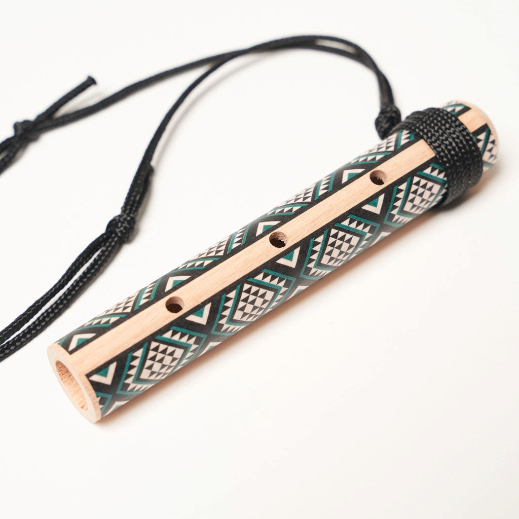 Handmade NZ Koauau Necklace - Māori Flute (Blue Design 1)
